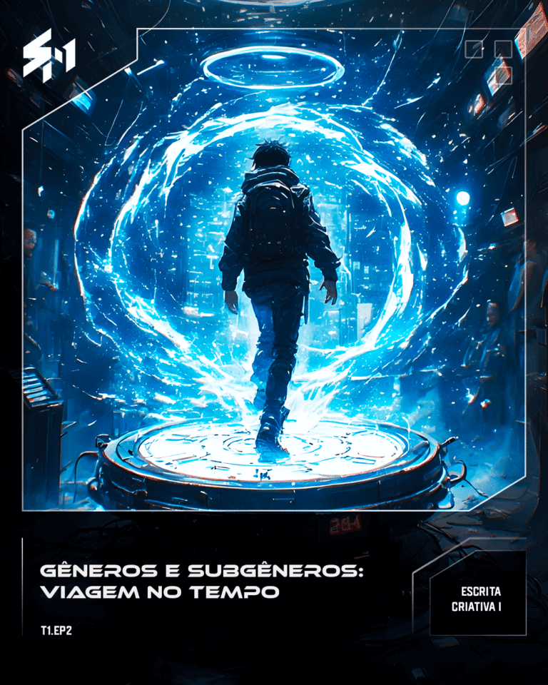 Uma pessoa entrando em máquina do tempo