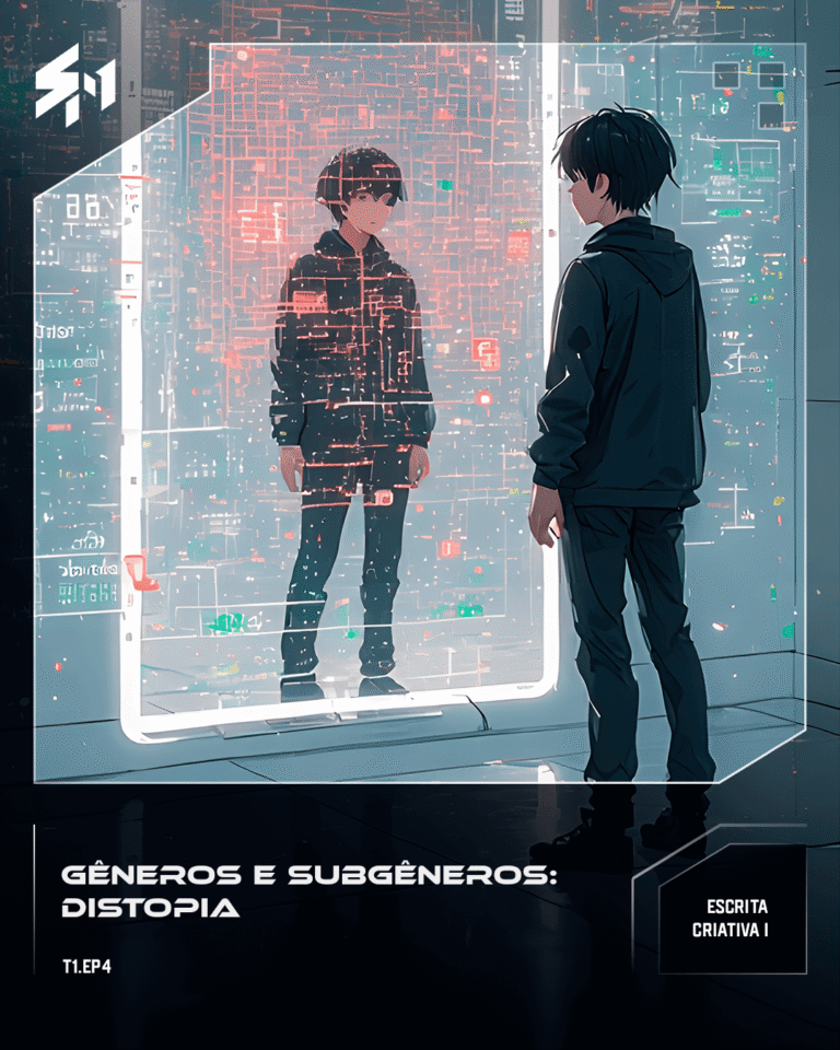 Uma pessoa de frente para o espelho com números nas laterais, como se estivesse sendo avaliada em um sistema de pontuação social