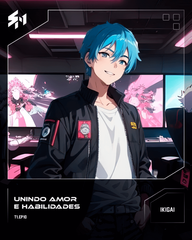 Kai sorrindo, olhando pra frente